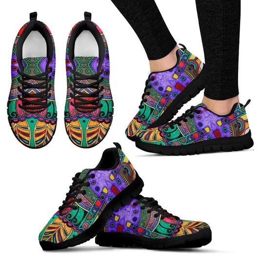 Discover Women's Sneakers, Colorful Hand Crafted Artistic Mandala Sneakers