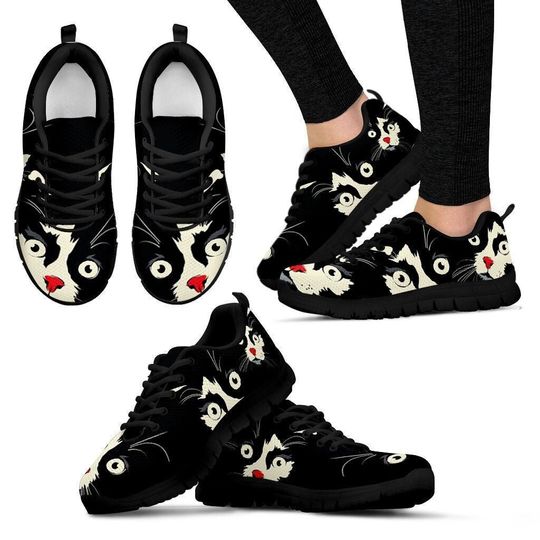Discover Cat Women's Sneakers, Custom printed, Running Shoes