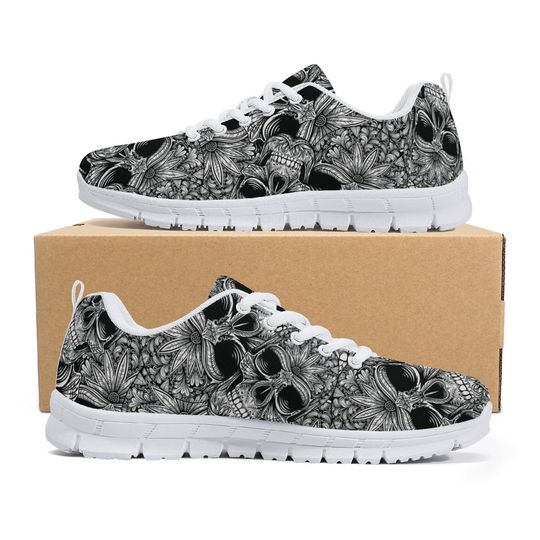 Discover Grim reaper athletic running shoes, gothic skull athletic sneakers