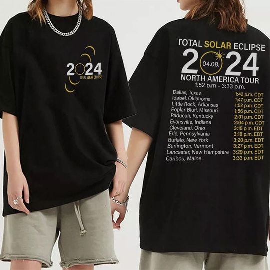 Discover Total solar eclipse April 8th 2024 shirt, Eclipse North America tour shirt