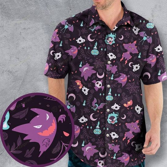 Discover Gengar PKM Pattern hawaiian shirt button down shirt