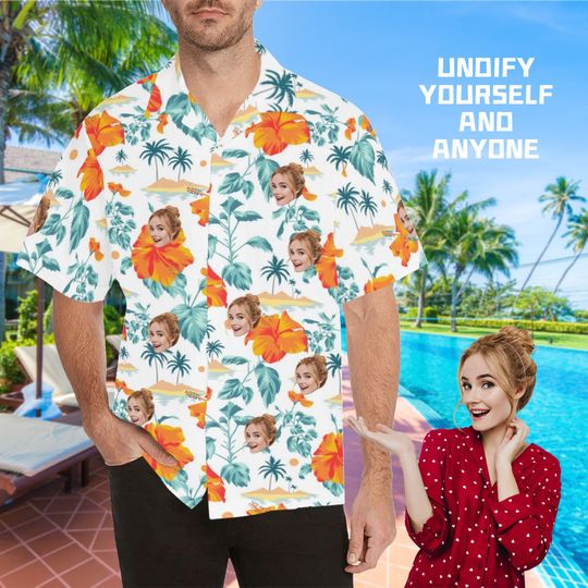 Discover Custom Hawaiian Shirt with Face Personalized Photo Men's Shirt