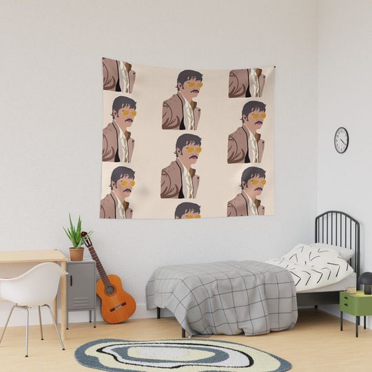 Discover Pedro Pascal 'Javier Peña' Drawing Cartoon Tapestry