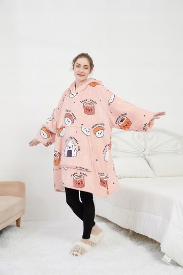 Discover Kigurumi Oversize Blanket with Hood. Thick Super Cozy and Plush Wearable Blanket