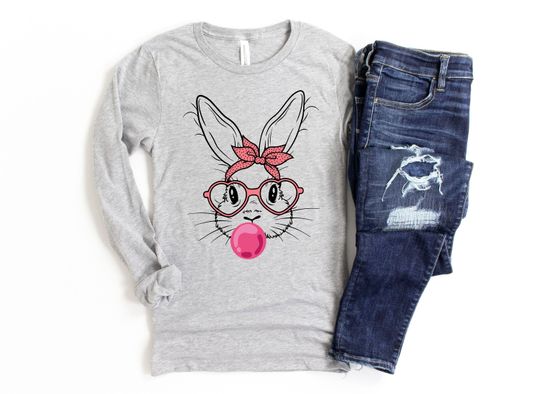 Discover Bunny with Leopard Glasses Sweatshirt, Easter Sweatshirt, Easter bunny graphic Tee
