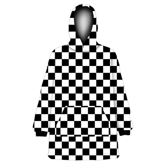 Discover Monochrome Chequered Chess Board Checkmate Print Blanket Hoodie
