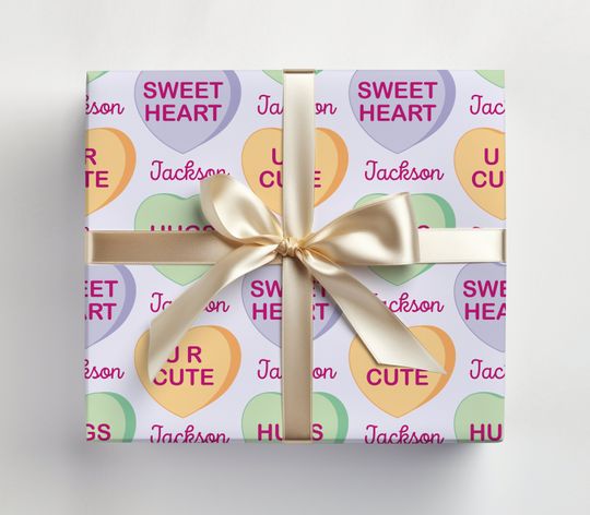 Discover Conversation Heart Personalized Valentine Wrapping Paper