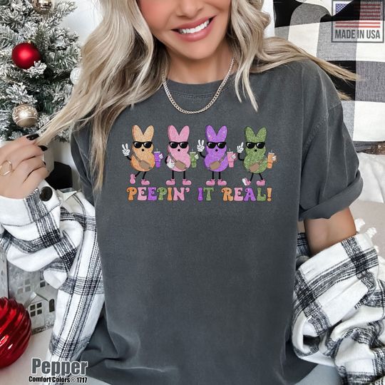 Discover Easter Peeping It Real Shirt, Bunnies Easter Day Faux Sequin  Tshirt, Peeps Boujee Stanley Tumbler Belt Bag Sweatshirt