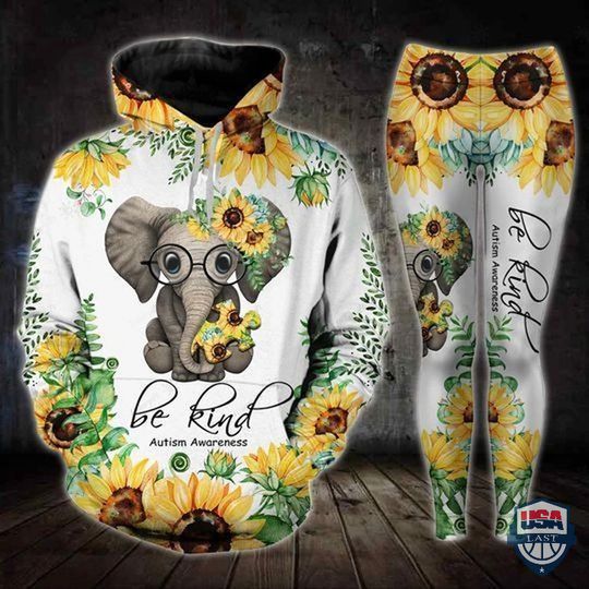Discover Elephant Be Kind Autism Awareness All Over Printed Hoodie And Legging