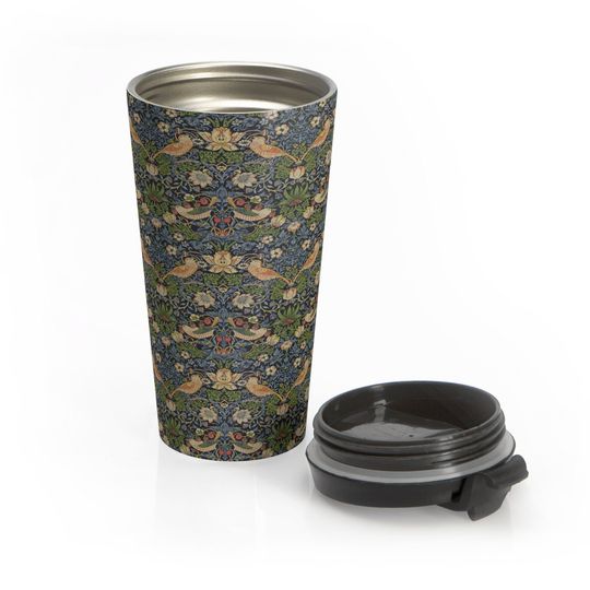 Discover Strawberry Thief Travel Mug - William Morris - Stainless Steel Travel Mug