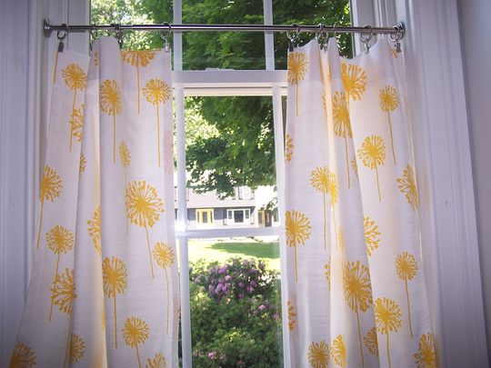 Discover Yellow Dandelion Cafe Curtains, Tier Curtains
