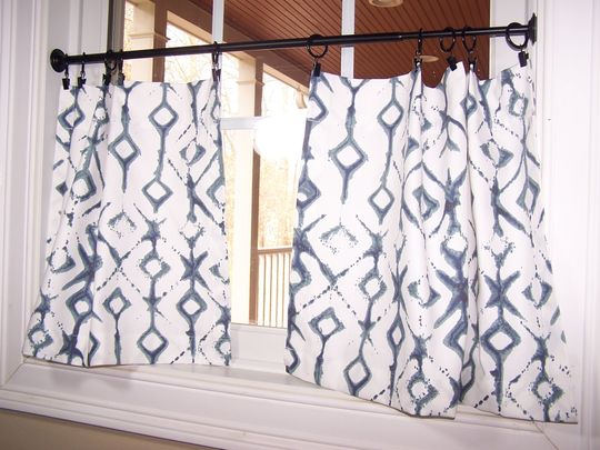 Discover Navy Blue Boho Tribal Cafe Curtains, Tier Curtains