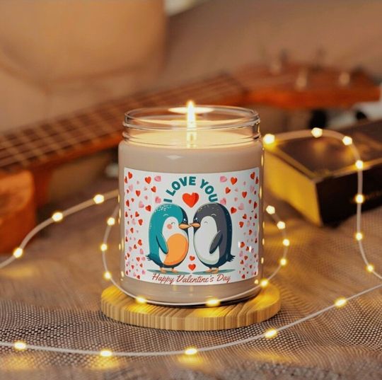 Discover I love you Penguin lovers Happy Valentine's day love Scented Soy gift Birthday Anniversary