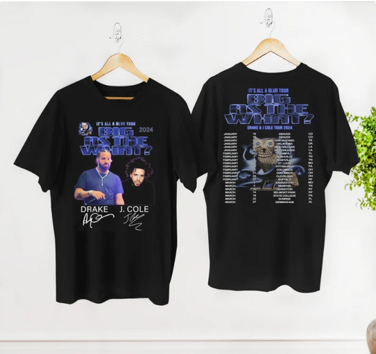 Discover Drake J Cole Big As The What Tour 2024 Shirt, It's All Blur Tour Shirt
