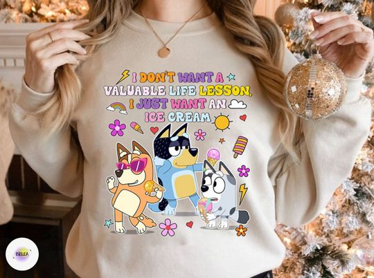 Discover BlueyDad Funny Quote Y2K Style Shirt, BlueyDad Ice Cream Sweatshirt