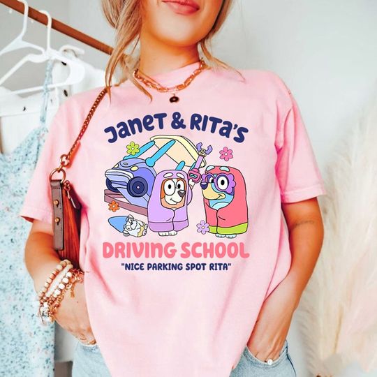 Discover BlueyDad and Bingo Janet and Rita Driving School Nice Parking Spot Rita Shirt