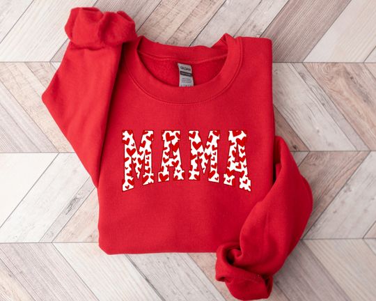Discover Cute Mama Sweatshirt with Red Hearts