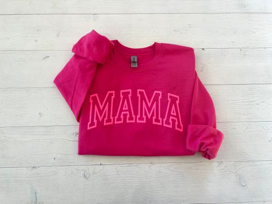 Discover Neon Puff Pink Sweatshirt, Hot pink Mom, Mama Sweatshirt