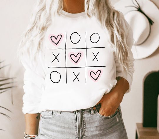 Discover Valentine Sweatshirt XOXO Tic Tac Toe Valentines Sweatshirt