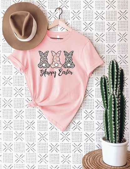 Discover Happy Easter T-Shirt - Leopard Easter Bunny Design
