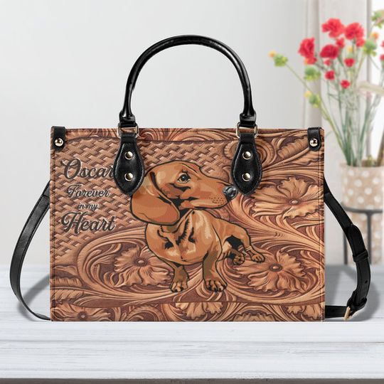 Discover Dachshund Dog Wood Floral HandBag, Dachshund Handbag