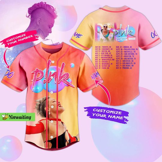 Discover P!nk Pink Baseball Jersey, Pink Tour Jersey Shirt