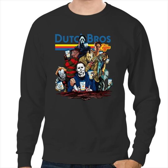 Discover Horror Movies Characters at D Bros Coffee Halloween Sweatshirt