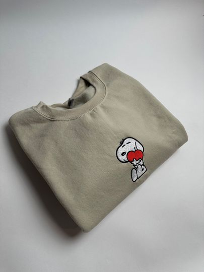 Discover Adorable Snoopy Embroidered Crewneck hearts valentine's day couples cute