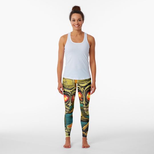 Discover Alien Coffee Break at Cosmic Cafe Leggings