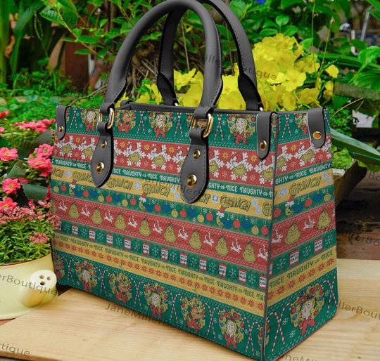 Discover Funny character Christmas Leather Bag, funny character Lover Handbag