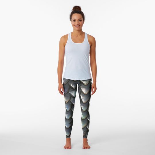 Discover Grey Dragon Scales Leggings, Custome Leggings