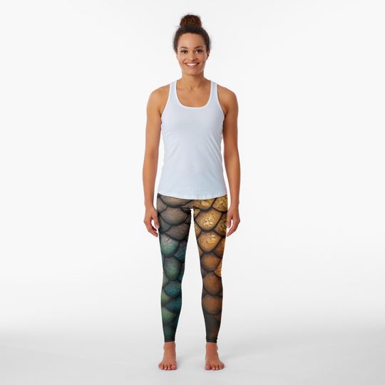 Discover Colorful Dragon Scales Leggings, Custome Leggings