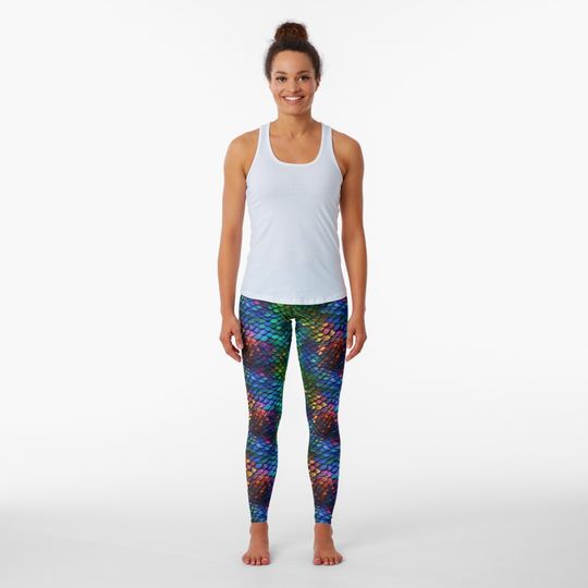 Discover Dark Rainbow Scales Leggings, Custome Leggings
