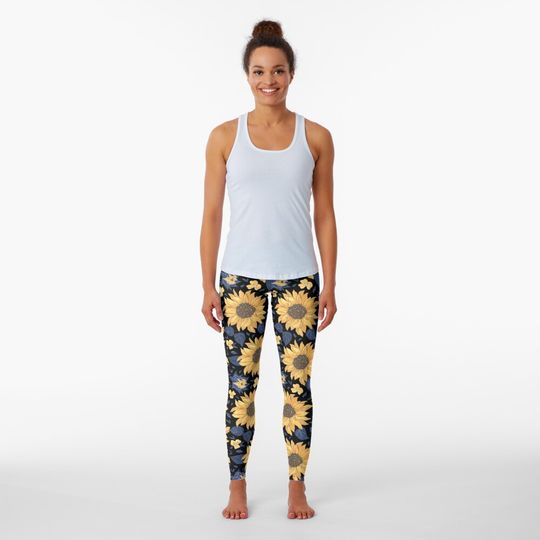 Discover Yellow Sunflower Summer Leggings