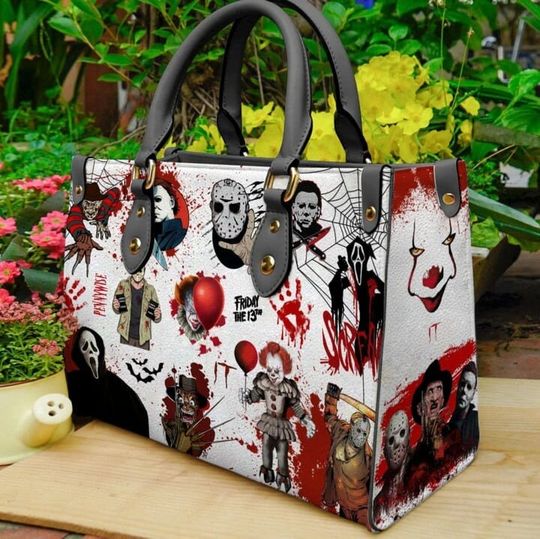 Discover Horror Halloween Handbag, Horror Leather Bag, Witch Leather handbag
