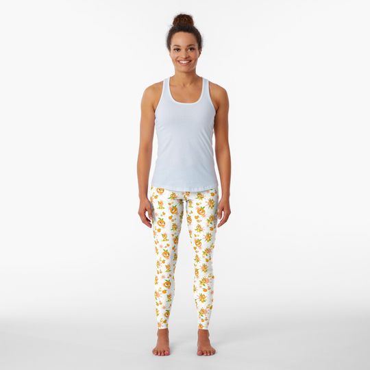 Discover Hello Sunshine! - Orange Bird (white background) Leggings