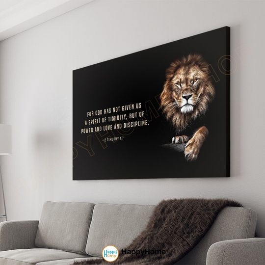 Discover Lion Wall Art Timothy Bible Verse Print Motivational Quote Wall Decor-P798