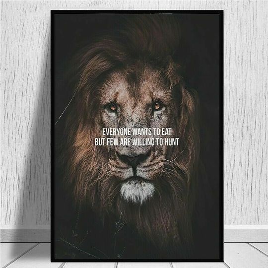 Discover Motivational inspirational Quote Lion Wall Art Canvas Posters Home Office Décor