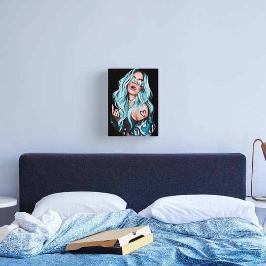 Discover Karol G with Blue Hair Illustration Canvas