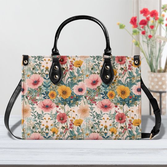 Discover Summer Flowers Women PU Leather Handbag