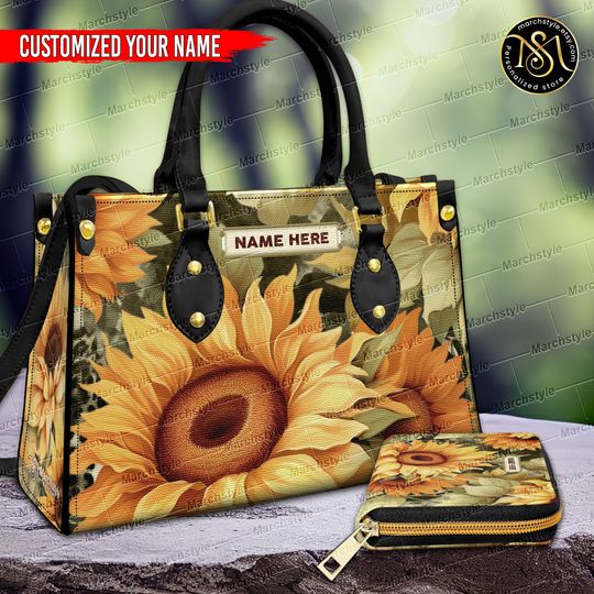 Discover Marchstyle - Custom Name Sunflower Leopard Leather
