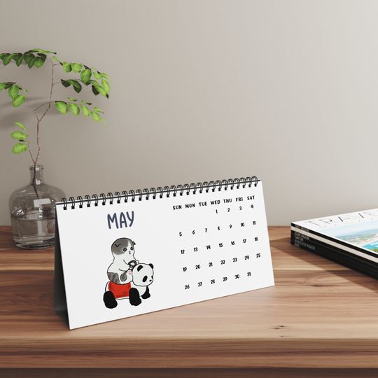 Discover 2024 Cat Desk Calendar - Monthly Planner