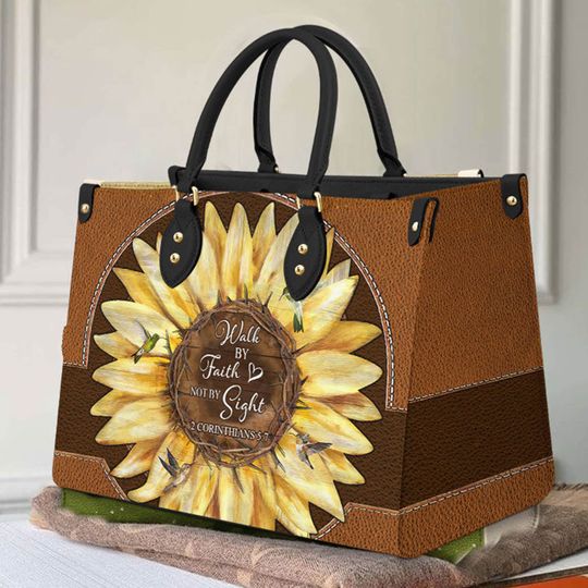 Discover Sun Flower Leather Bag, Floral Handbag, Custom Leather Bag