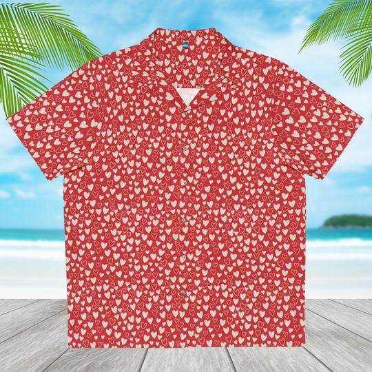 Discover Red Valentine Hearts Hawaiian Shirt