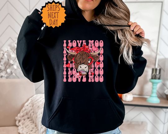 Discover Highland Valentine's Day Cow Hoodie