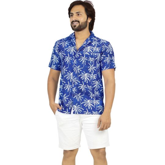 Discover Men's Hawaiian Shirt Summer Beach Shirts Casual Short Sleeve Button Down