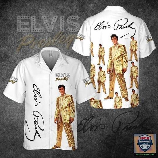 Discover Elvis Presley Gold Suit Aloha Hawaiian Shirt