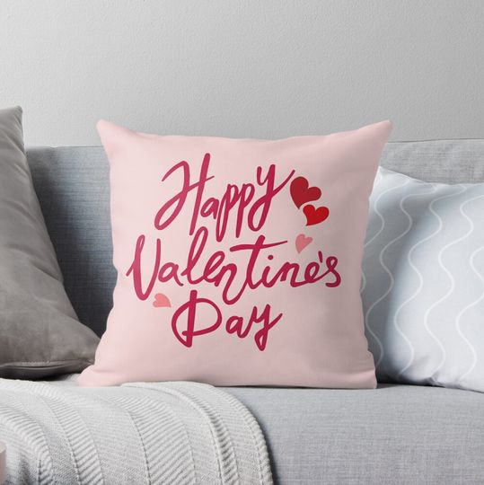Discover Happy Valentine's Day-love hearts-Valentine Gift Throw Pillow