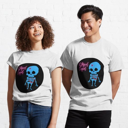 Discover Stupid Cupid Neon Alien Skeleton | Anti-valentine Classic T-Shirt