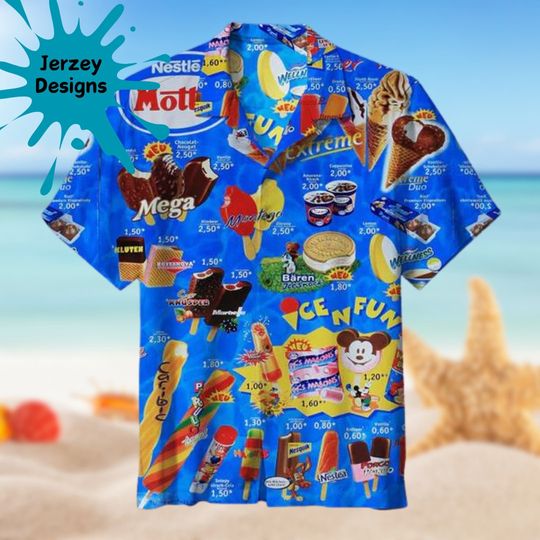 Discover Mega Ice Cream Hawaiian Shirt Print Tropical Summer Beach
